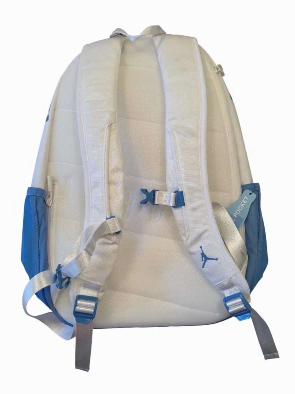 Air Jordan Jumpman 15 Backpack  White Blue Laptop Zipper Pockets NWT